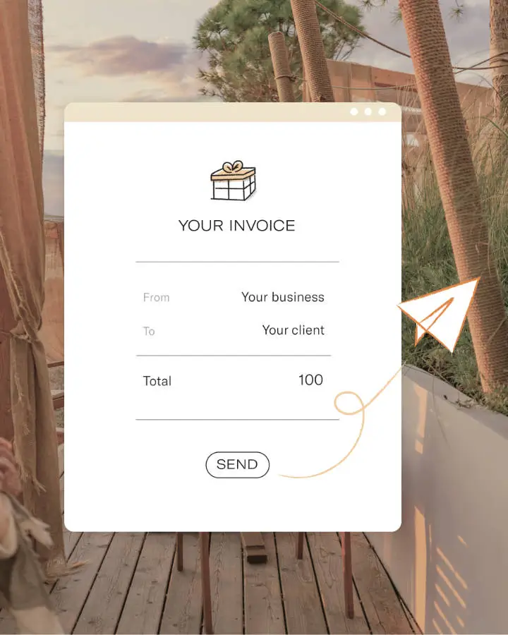 Illustration of an invoice with a send button.