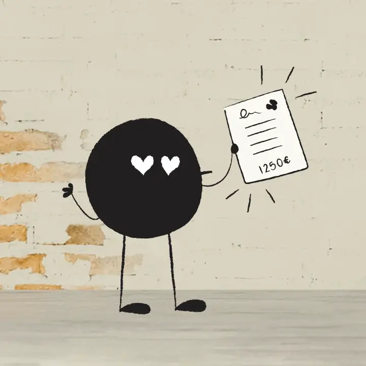 Illustration of Qoodle with an invoice